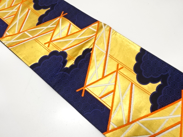 JAPANESE KIMONO / ANTIQUE FUKURO OBI / SILK / WOVEN CLOUD